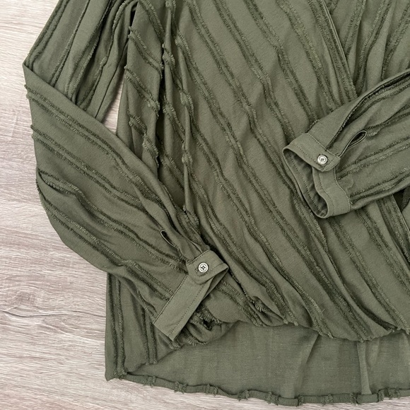 Anthropologie Maeve Audre wrap top olive green small - Picture 5 of 10